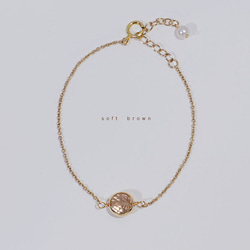 『秋冬ブレスレット』 ブラウン系トパーズのブレスレット　一粒　透明　華奢　繊細　14kgf 1本　ネコポス送料無料 6枚目の画像