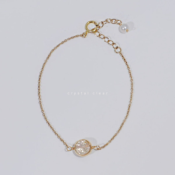 『秋冬ブレスレット』 ブラウン系トパーズのブレスレット　一粒　透明　華奢　繊細　14kgf 1本　ネコポス送料無料 7枚目の画像