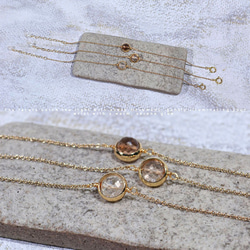 『秋冬ブレスレット』 ブラウン系トパーズのブレスレット　一粒　透明　華奢　繊細　14kgf 1本　ネコポス送料無料 3枚目の画像