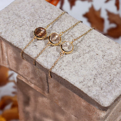 『秋冬ブレスレット』 ブラウン系トパーズのブレスレット　一粒　透明　華奢　繊細　14kgf 1本　ネコポス送料無料 14枚目の画像