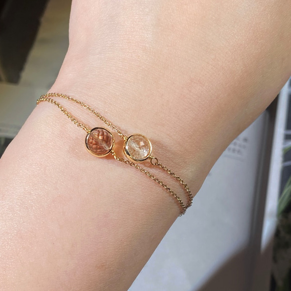 『秋冬ブレスレット』 ブラウン系トパーズのブレスレット　一粒　透明　華奢　繊細　14kgf 1本　ネコポス送料無料 11枚目の画像