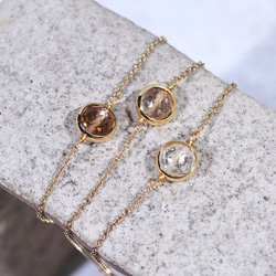 『秋冬ブレスレット』 ブラウン系トパーズのブレスレット　一粒　透明　華奢　繊細　14kgf 1本　ネコポス送料無料 8枚目の画像