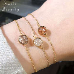 『秋冬ブレスレット』 ブラウン系トパーズのブレスレット　一粒　透明　華奢　繊細　14kgf 1本　ネコポス送料無料 1枚目の画像