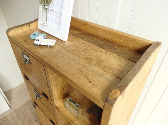 ※送料がかなり安くなりました！★オーダー可！●2バッタン扉、２扉５段キャビネット「ナチュラルブラウン」●受注製作 2枚目の画像