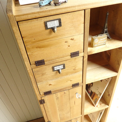 ※送料がかなり安くなりました！★オーダー可！●2バッタン扉、２扉５段キャビネット「ナチュラルブラウン」●受注製作 4枚目の画像