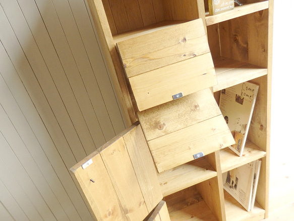 ※送料がかなり安くなりました！★オーダー可！●2バッタン扉、２扉５段キャビネット「ナチュラルブラウン」●受注製作 5枚目の画像