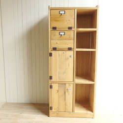 ※送料がかなり安くなりました！★オーダー可！●2バッタン扉、２扉５段キャビネット「ナチュラルブラウン」●受注製作 6枚目の画像