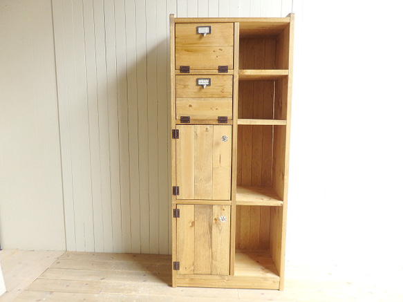 ※送料がかなり安くなりました！★オーダー可！●2バッタン扉、２扉５段キャビネット「ナチュラルブラウン」●受注製作 6枚目の画像