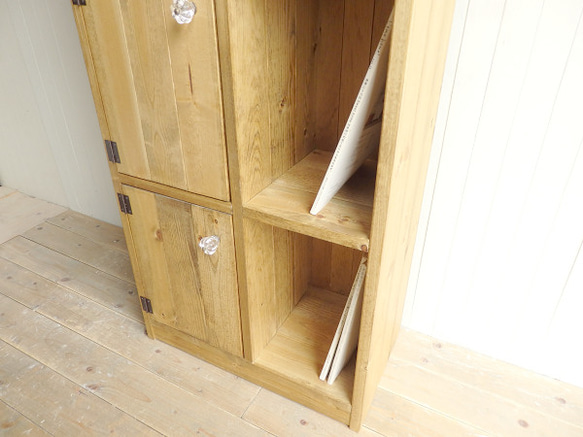 ※送料がかなり安くなりました！★オーダー可！●2バッタン扉、２扉５段キャビネット「ナチュラルブラウン」●受注製作 3枚目の画像