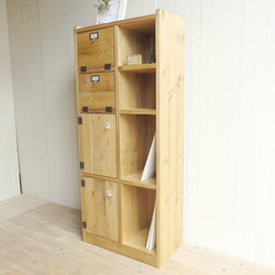 ※送料がかなり安くなりました！★オーダー可！●2バッタン扉、２扉５段キャビネット「ナチュラルブラウン」●受注製作 1枚目の画像