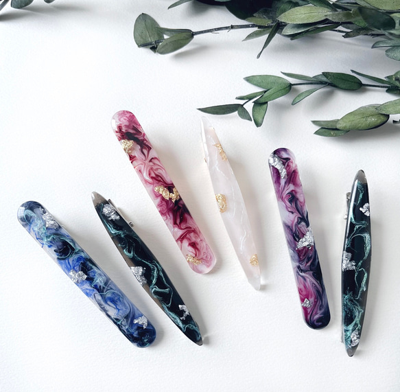 アートなレジンヘアクリップセット 5枚目の画像