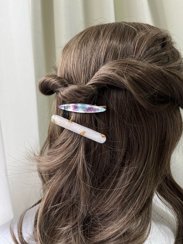 アートなレジンヘアクリップセット 4枚目の画像