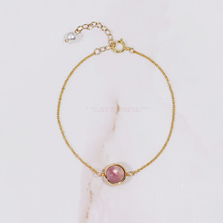 『石選べる』 ピンクトルマリンシリカのブレスレット　淡水パール　繊細　華奢　ゴールド　14kgf １本　ネコポス送料無料 3枚目の画像