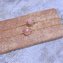 『石選べる』 ピンクトルマリンシリカのブレスレット　淡水パール　繊細　華奢　ゴールド　14kgf １本　ネコポス送料無料 4枚目の画像