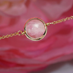 『石選べる』 ピンクトルマリンシリカのブレスレット　淡水パール　繊細　華奢　ゴールド　14kgf １本　ネコポス送料無料 11枚目の画像