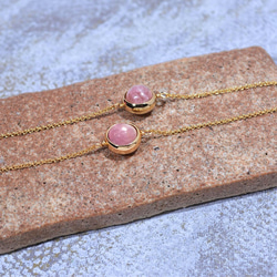 『石選べる』 ピンクトルマリンシリカのブレスレット　淡水パール　繊細　華奢　ゴールド　14kgf １本　ネコポス送料無料 5枚目の画像