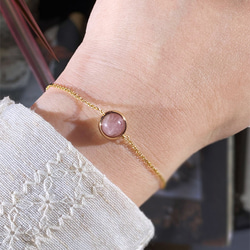 『石選べる』 ピンクトルマリンシリカのブレスレット　淡水パール　繊細　華奢　ゴールド　14kgf １本　ネコポス送料無料 8枚目の画像