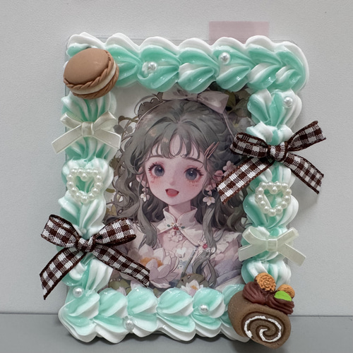 トレカケース ホイップデコ チョコミント ミントグリーン リボン