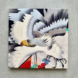 着物のファブリックパネル　鷹と御者車(2枚セット）30×30cm インテリア　着物　ギフト　七五三　正月　秋 4枚目の画像