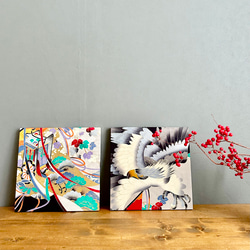 着物のファブリックパネル　鷹と御者車(2枚セット）30×30cm インテリア　着物　ギフト　七五三　正月　秋 11枚目の画像