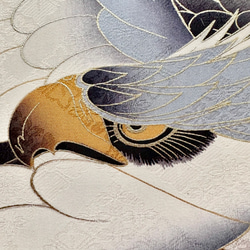 着物のファブリックパネル　鷹と御者車(2枚セット）30×30cm インテリア　着物　ギフト　七五三　正月　秋 5枚目の画像