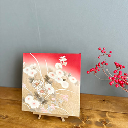 着物のファブリックパネル　秋の野に金色の菊花　30×30cm インテリア　着物　ギフト　七五三　正月　秋　花 11枚目の画像