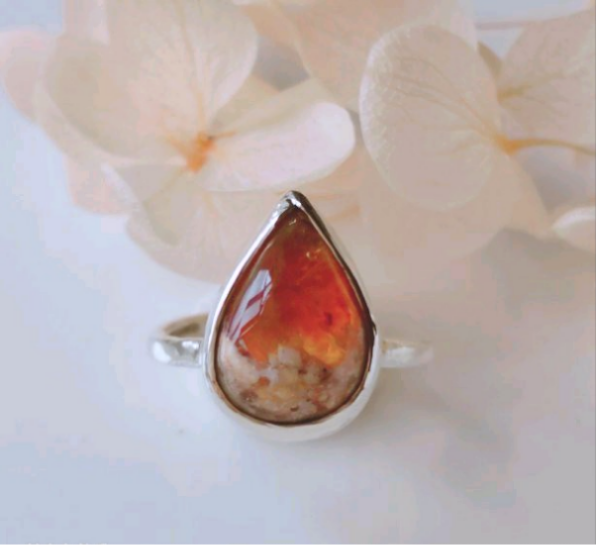 ✧メキシコ産カンテラオパール✧11号〜のフリーサイズ✧Silver950✧