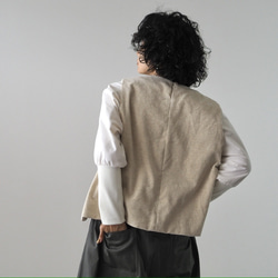 亞麻混紡燈芯絨寬鬆背心 第10張的照片