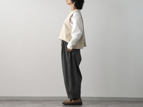 亞麻混紡燈芯絨寬鬆背心 第13張的照片