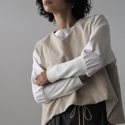 亞麻混紡燈芯絨寬鬆背心 第5張的照片