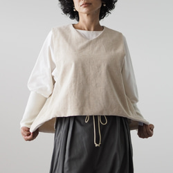 亞麻混紡燈芯絨寬鬆背心 第6張的照片