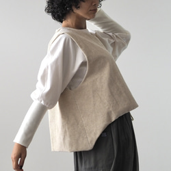 亞麻混紡燈芯絨寬鬆背心 第3張的照片