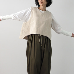 亞麻混紡燈芯絨寬鬆背心 第11張的照片