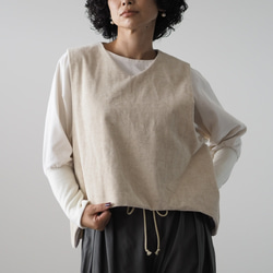 亞麻混紡燈芯絨寬鬆背心 第1張的照片