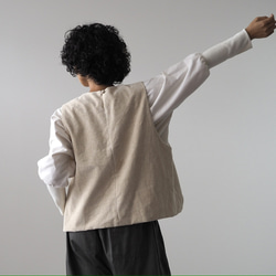 亞麻混紡燈芯絨寬鬆背心 第14張的照片