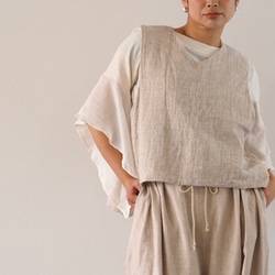 亞麻混紡燈芯絨寬鬆背心 第15張的照片