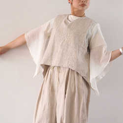 亞麻混紡燈芯絨寬鬆背心 第16張的照片