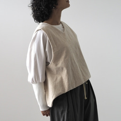 亞麻混紡燈芯絨寬鬆背心 第9張的照片