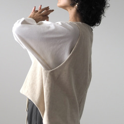 亞麻混紡燈芯絨寬鬆背心 第7張的照片