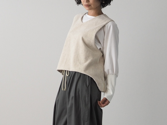 亞麻混紡燈芯絨寬鬆背心 第12張的照片