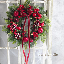 クリスマスリース 王道のレッド×グリーン(アーティフィシャルフラワー