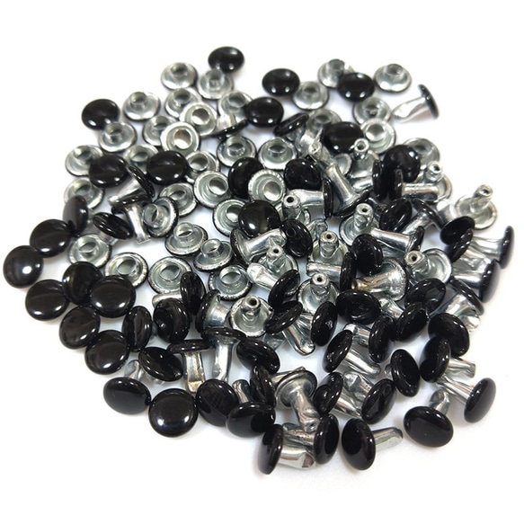 両面 カラー カシメ 6ｍｍ 艶ブラック 30組 パーツ 3枚目の画像