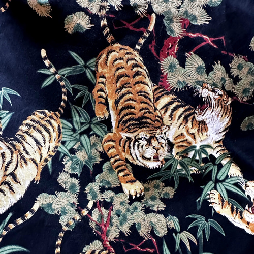 留袖×虎 着物リメイク コントラストドレス 和柄ワンピース 丈125