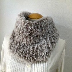 ファーのスヌード　手編み　#1 4枚目の画像