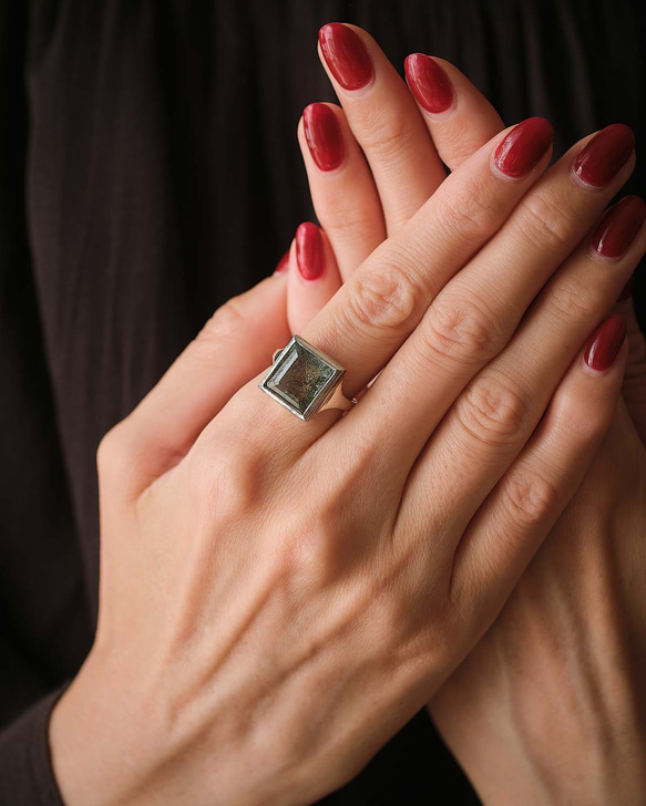 アクアマリンのシルバーリング(Silver950/天然石/指輪) 2枚目の画像