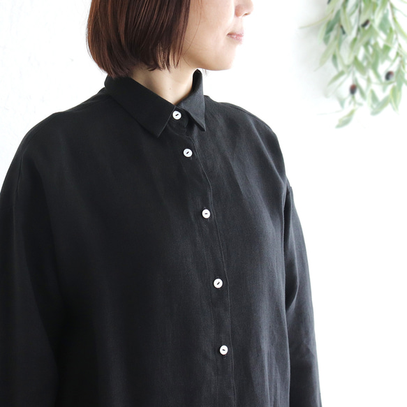 穿著舒適✦優質亞麻長衫（黑色）TP18 第10張的照片