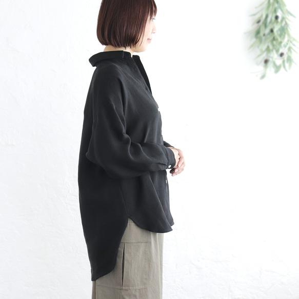 穿著舒適✦優質亞麻長衫（黑色）TP18 第3張的照片