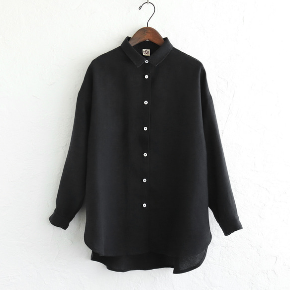 穿著舒適✦優質亞麻長衫（黑色）TP18 第13張的照片