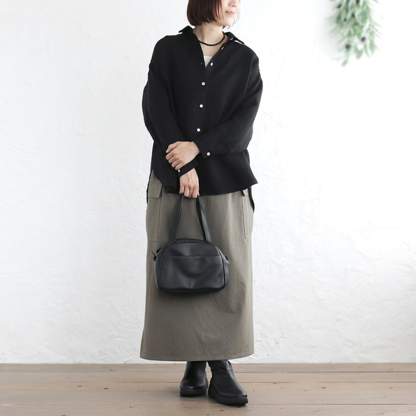 穿著舒適✦優質亞麻長衫（黑色）TP18 第9張的照片