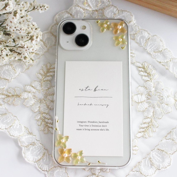 金木犀のスマホケース　全機種対応　iPhoneケース クリアケース　iPhone17 iPhone16  キンモクセイ 2枚目の画像